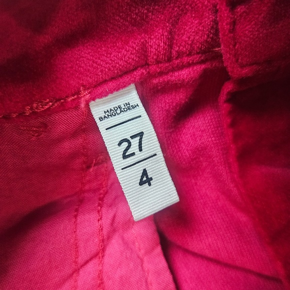 LOFT Velour Pants Womens 4 Hot Pink Skinny Stretch Five Pocket Zip Fly 27 Casual - Picture 4 of 7